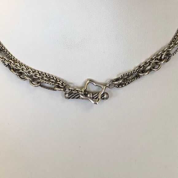 AUTHENTIC David Yurman Quatrefoil 925 Sterling Silver Blue Topaz Necklace - Picture 2 of 8
